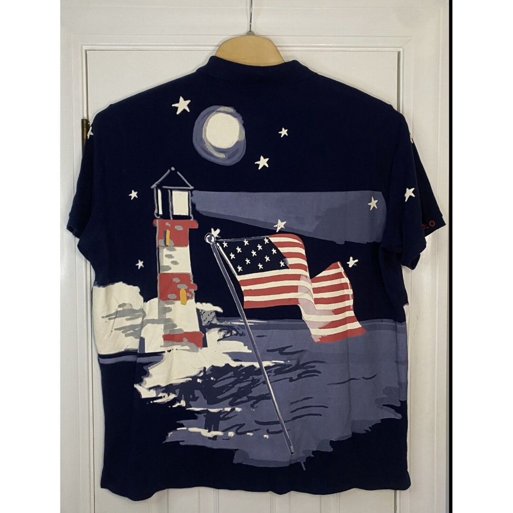 Polo Ralph Lauren Short Sleeve Polo Shirt Nautical Captain Sailor Bear Blue 2XL - Picture 11 of 15